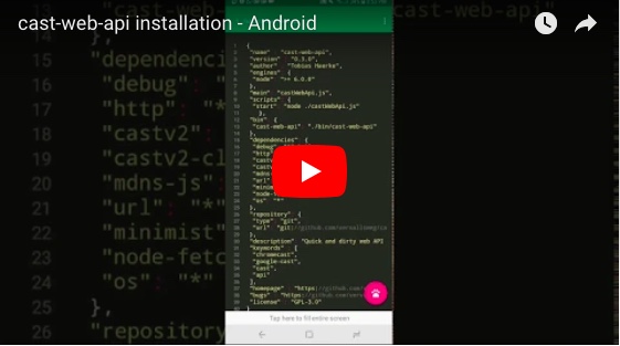 cast-web-api installation - Android